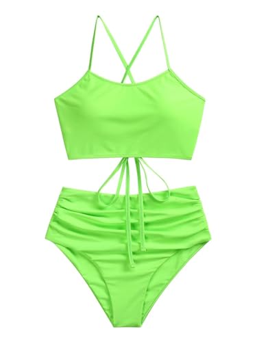 Amazon.com: ZAFUL Women's Crisscross Ruched High Waisted Bottom